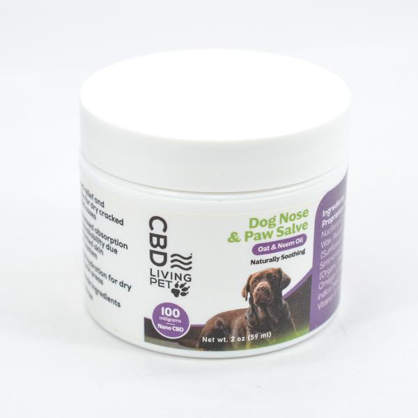 A container of cbd dog treats and paw pads