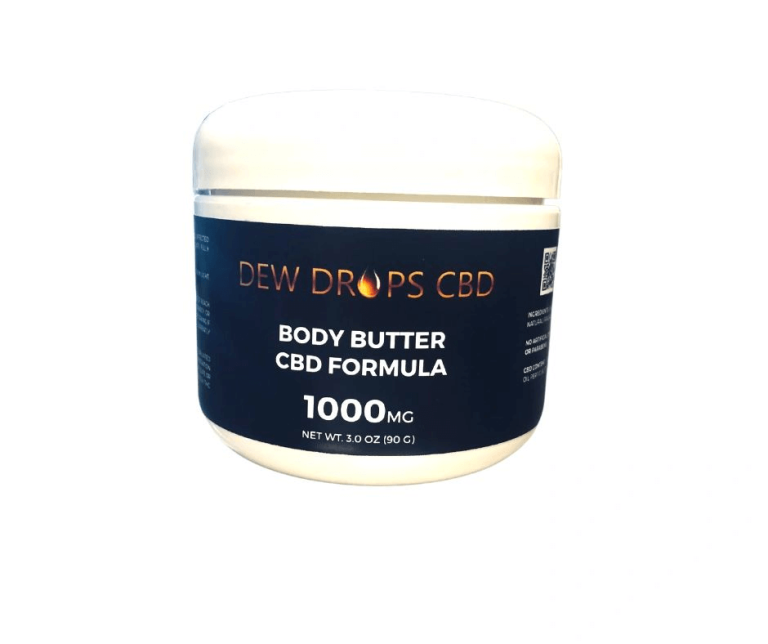 A jar of body butter with cbd formula.